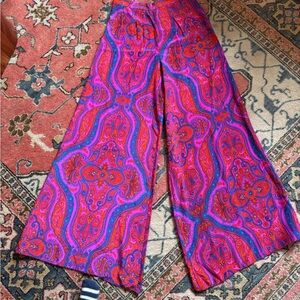 Vibrant Paisley Wide-Leg Pants